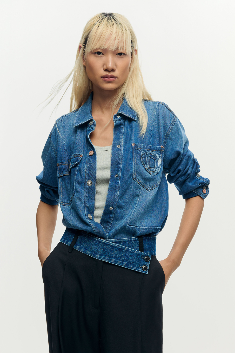 Desigual Denim Waist Pants Black