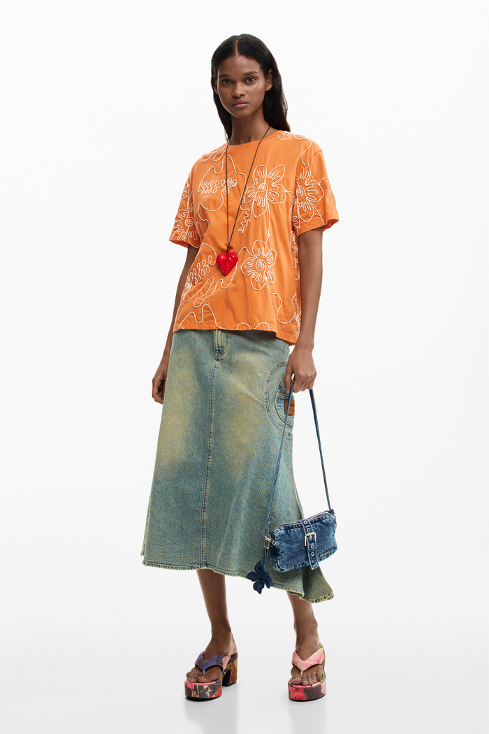 Desigual Embroidered Flowers T-Shirt Pre-Order