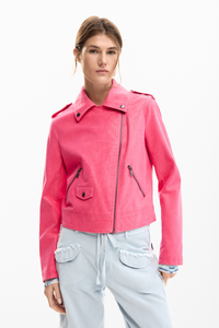 Desigual Faux Leather Jacket Pink