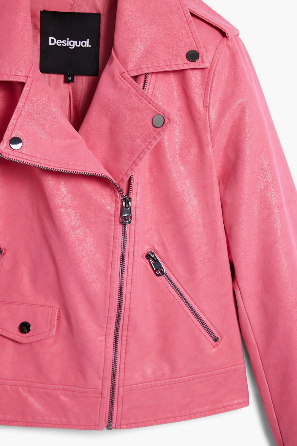 Desigual Faux Leather Jacket Pink