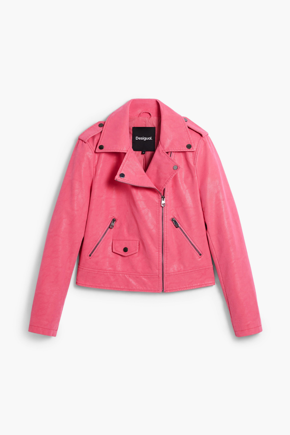 Desigual Faux Leather Jacket Pink