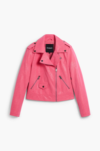 Desigual Faux Leather Jacket Pink