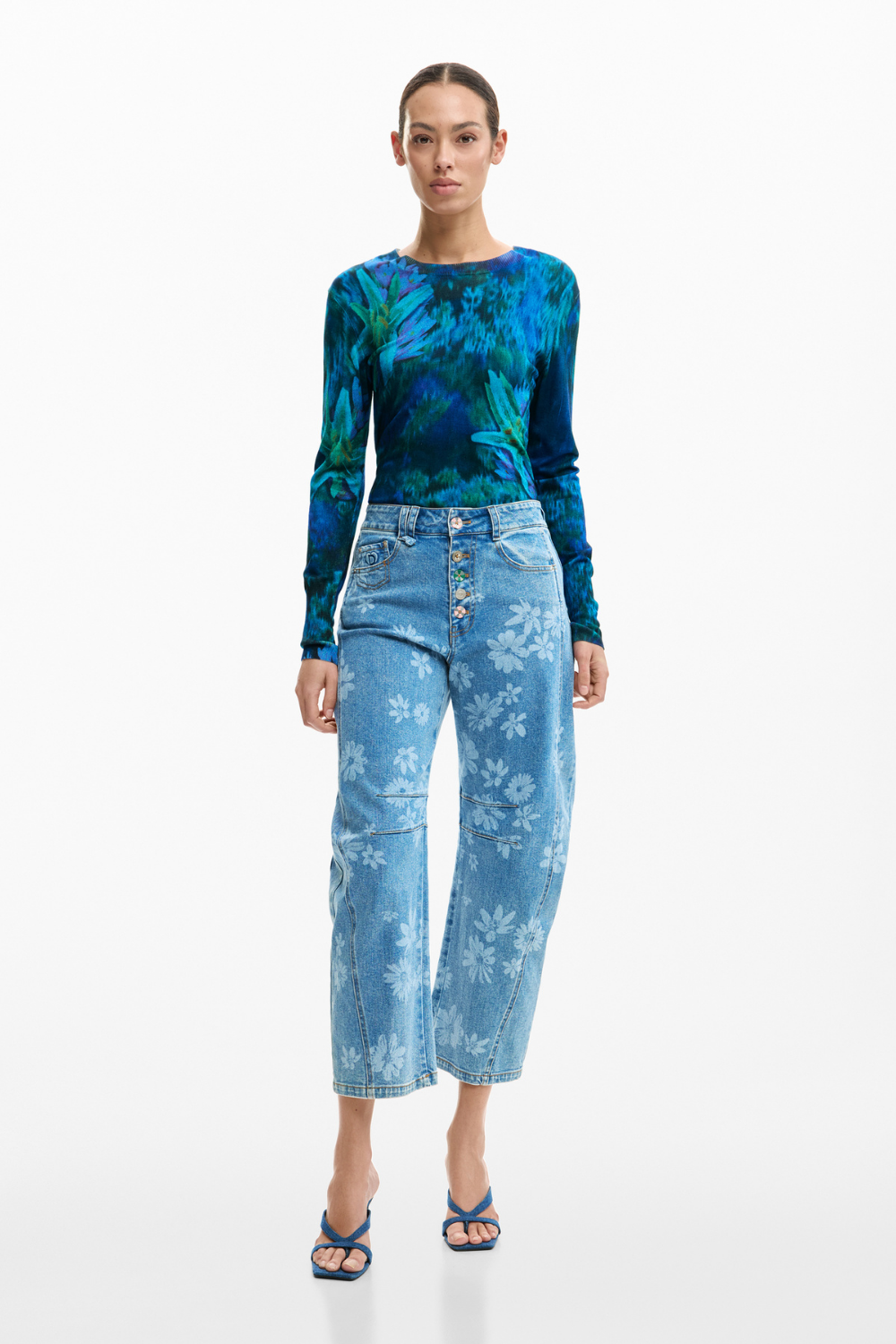 Desigual Floral Barrel Jeans