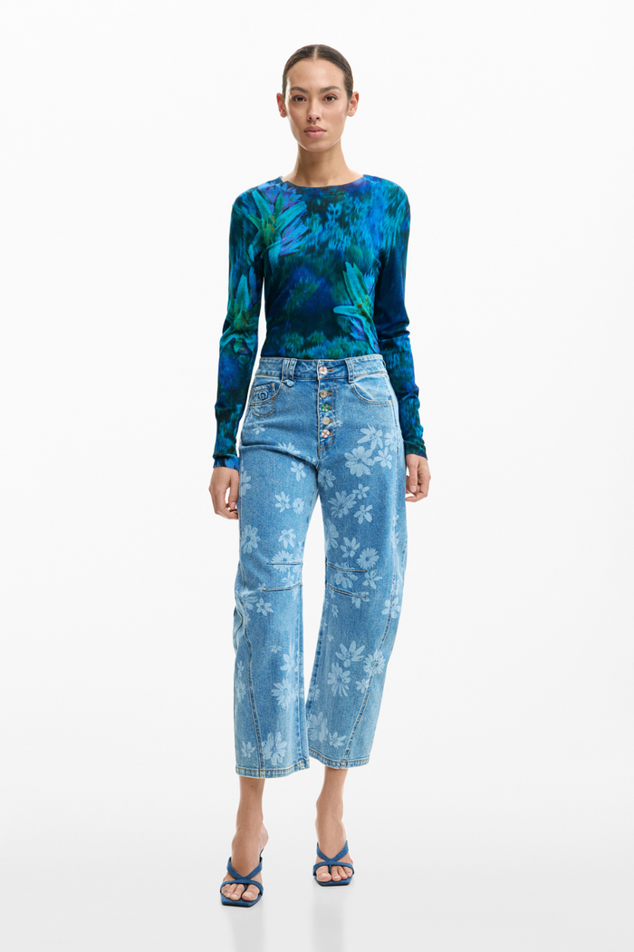Desigual Floral Barrel Jeans
