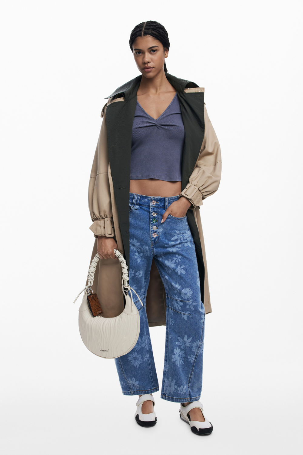 Desigual Floral Barrel Jeans