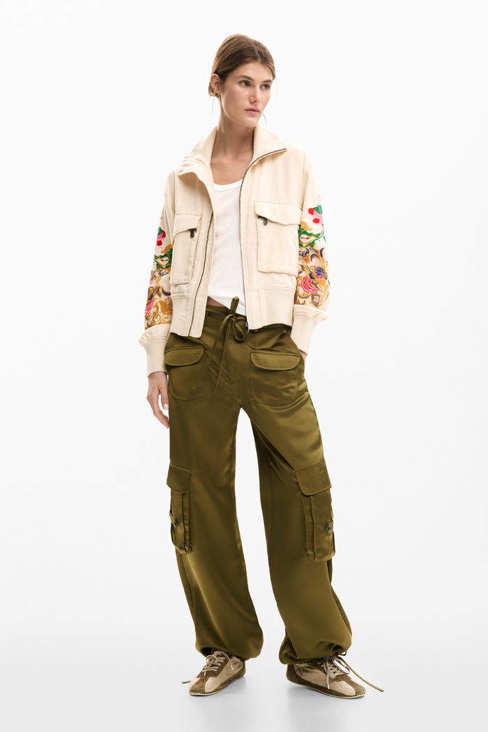 Desigual Floral Patch Jacket Cream