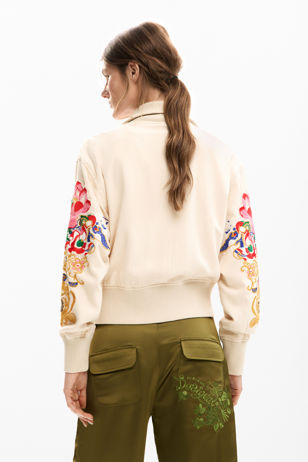 Desigual Floral Patch Jacket Cream