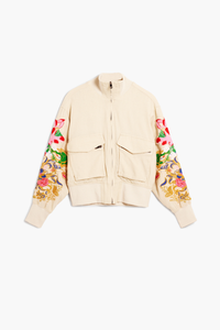 Desigual Floral Patch Jacket Cream