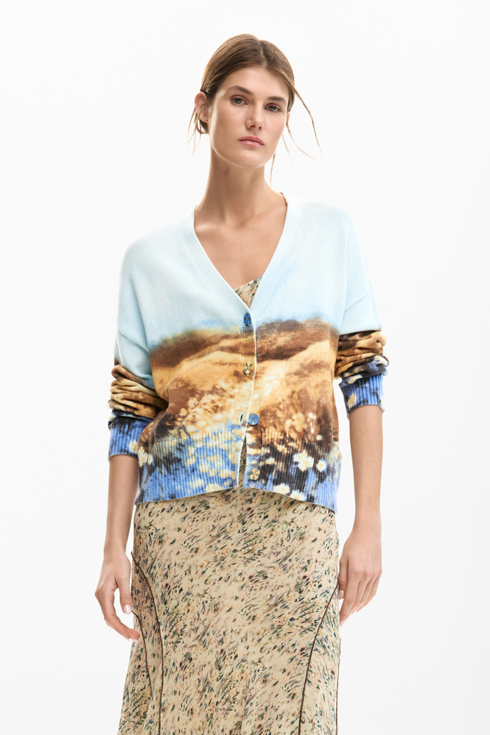 Desigual Landscape Cardigan Blue Pre-Order