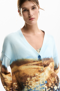 Desigual Landscape Cardigan Blue Pre-Order