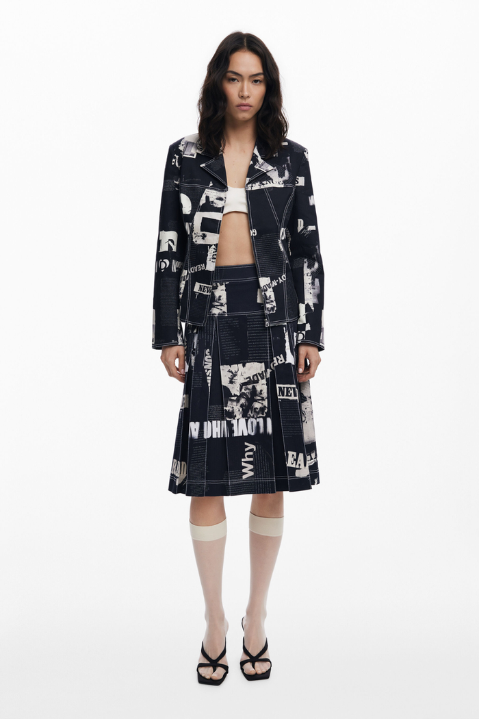 Desigual Newspaper Blazer Black