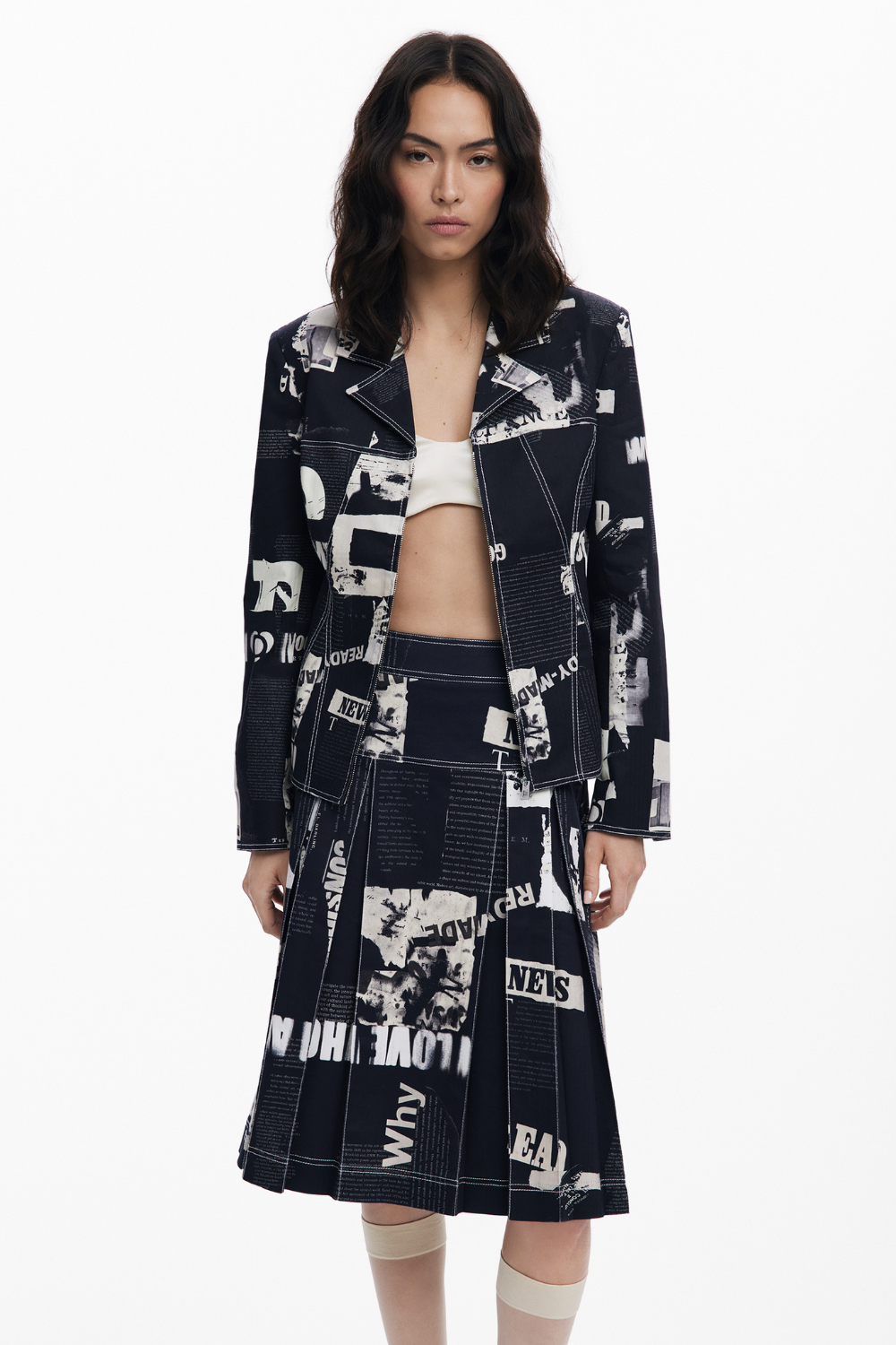 Desigual Newspaper Skirt Black