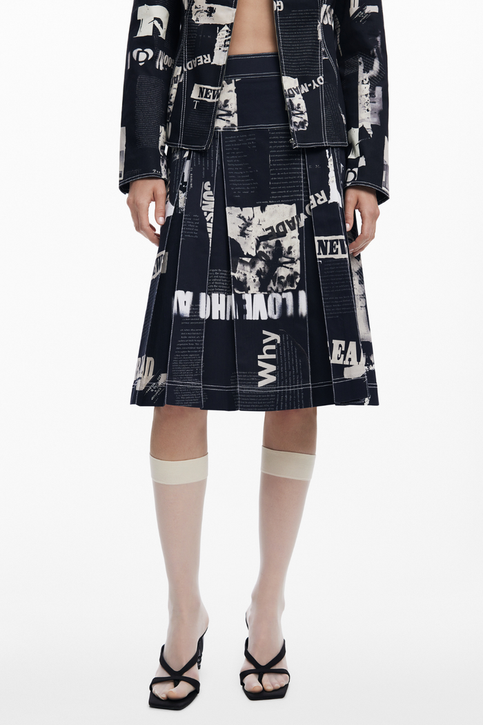 Desigual Newspaper Skirt Black