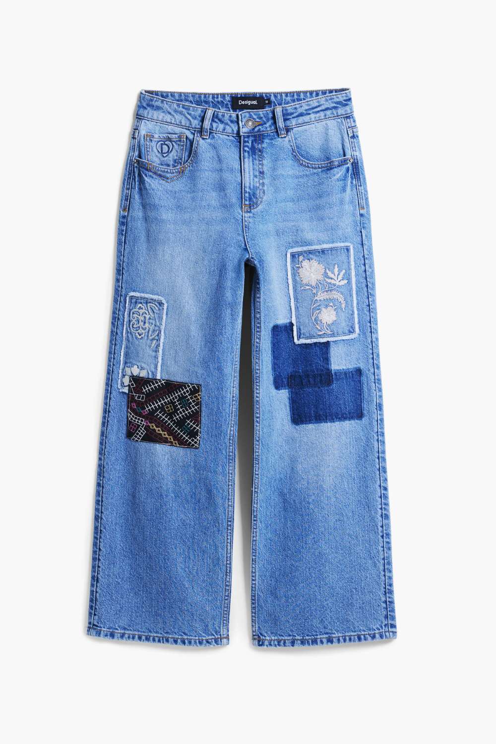 Desigual Patches Jeans Light Denim