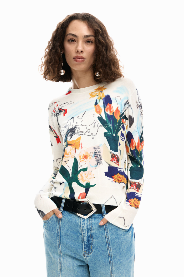 Desigual Plant Knit Cream