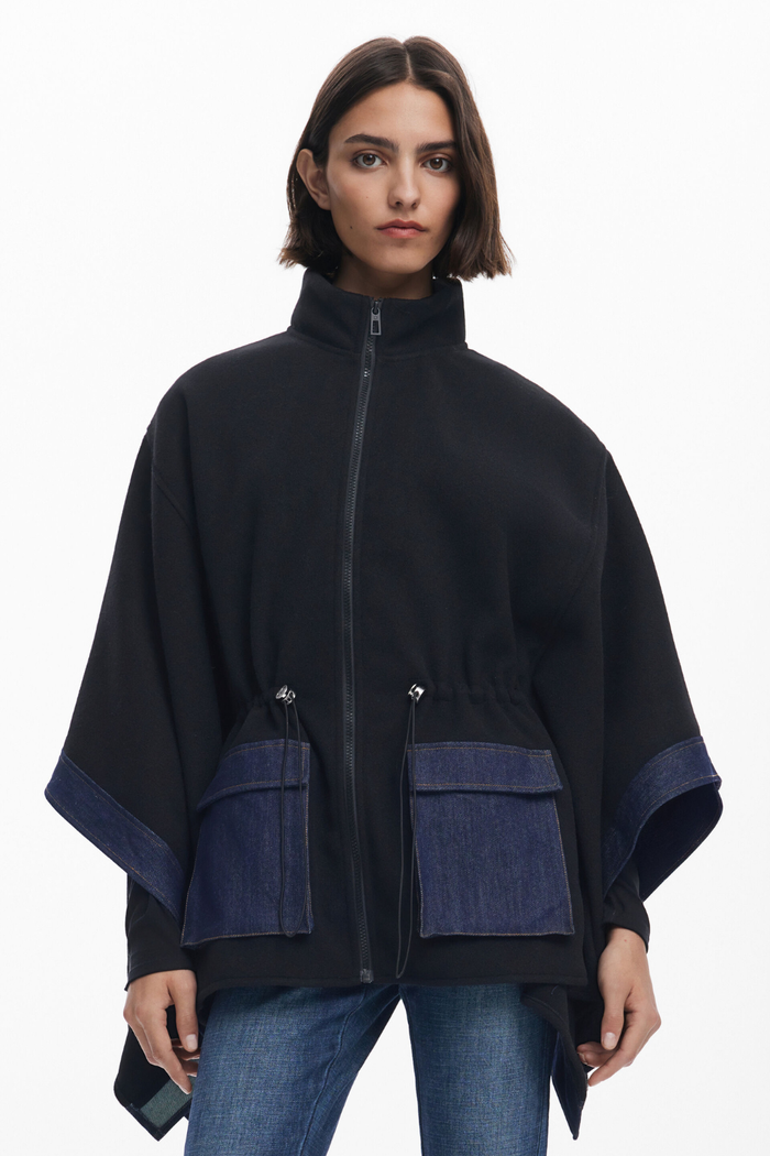 Desigual Poncho Jacket Black & Denim