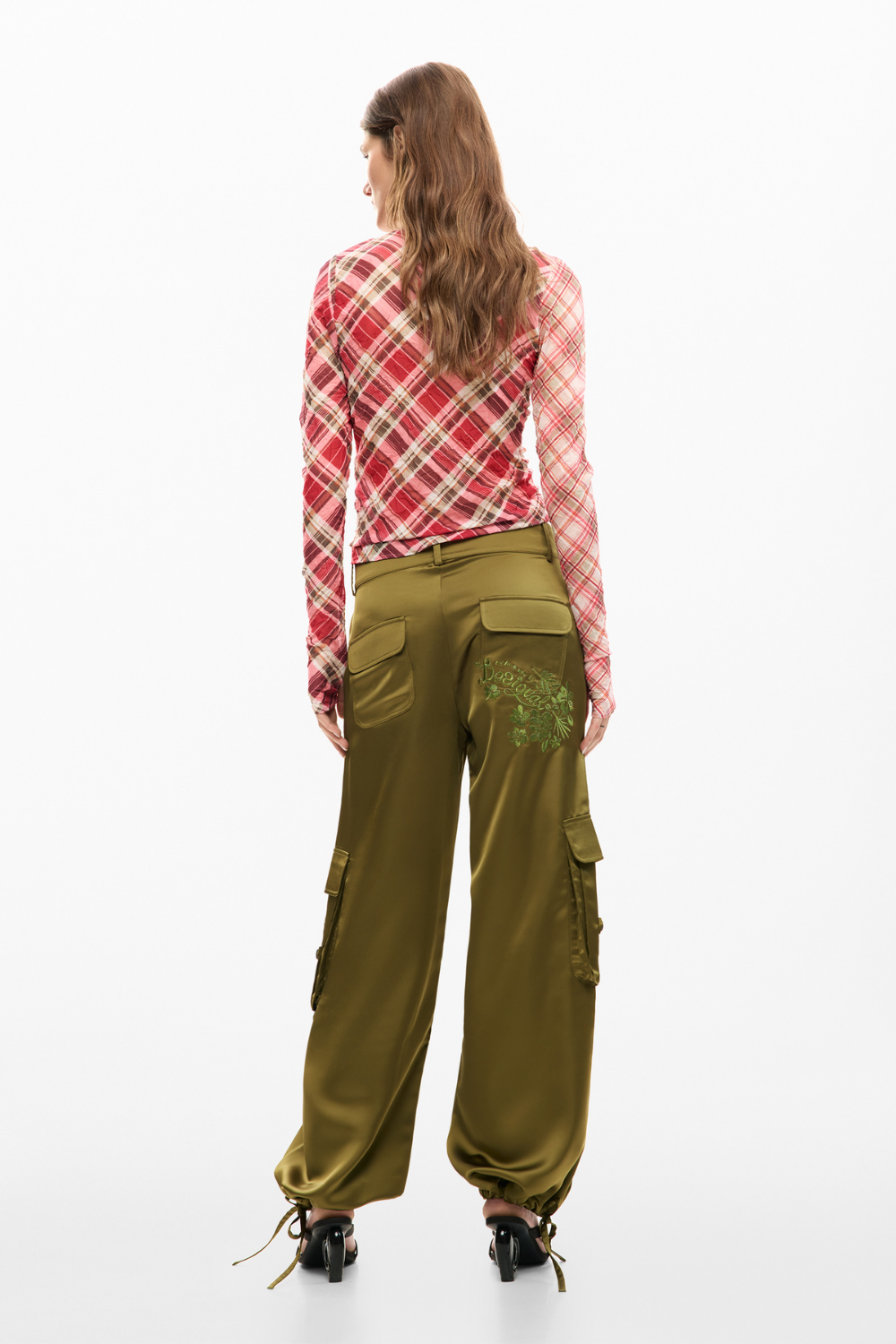 Desigual Satin Cargo Pants Khaki Pre-Order