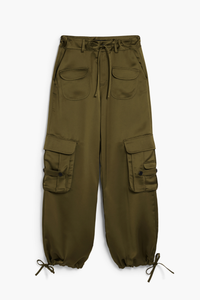Desigual Satin Cargo Pants Khaki Pre-Order
