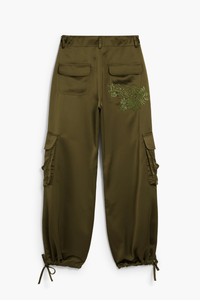 Desigual Satin Cargo Pants Khaki Pre-Order