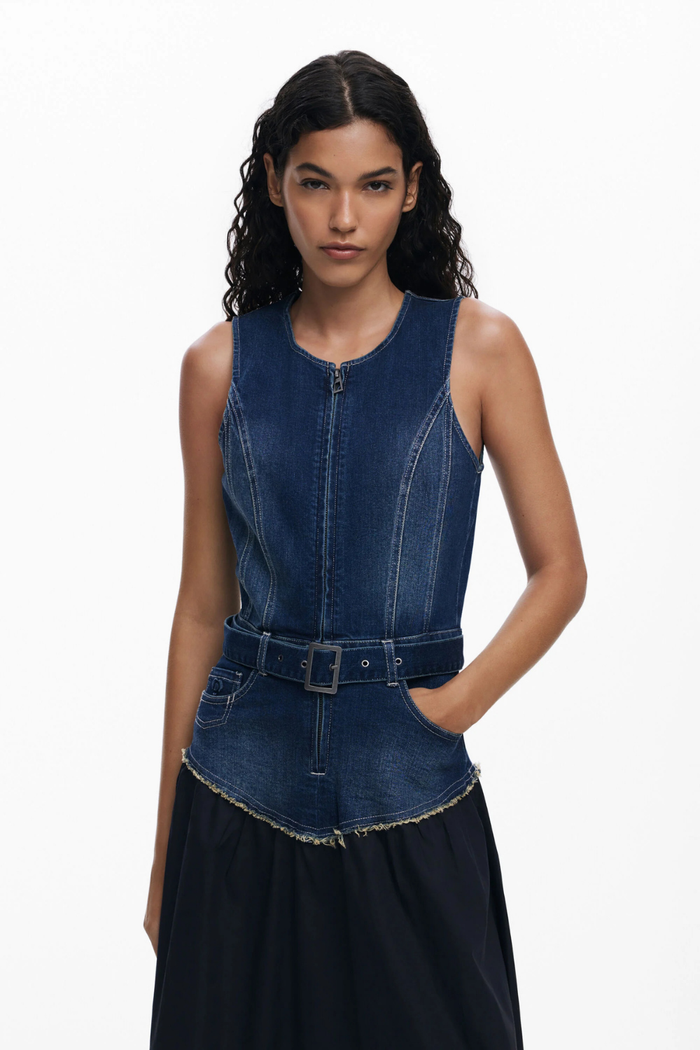 Desigual Sleeveless Vest Dress Denim