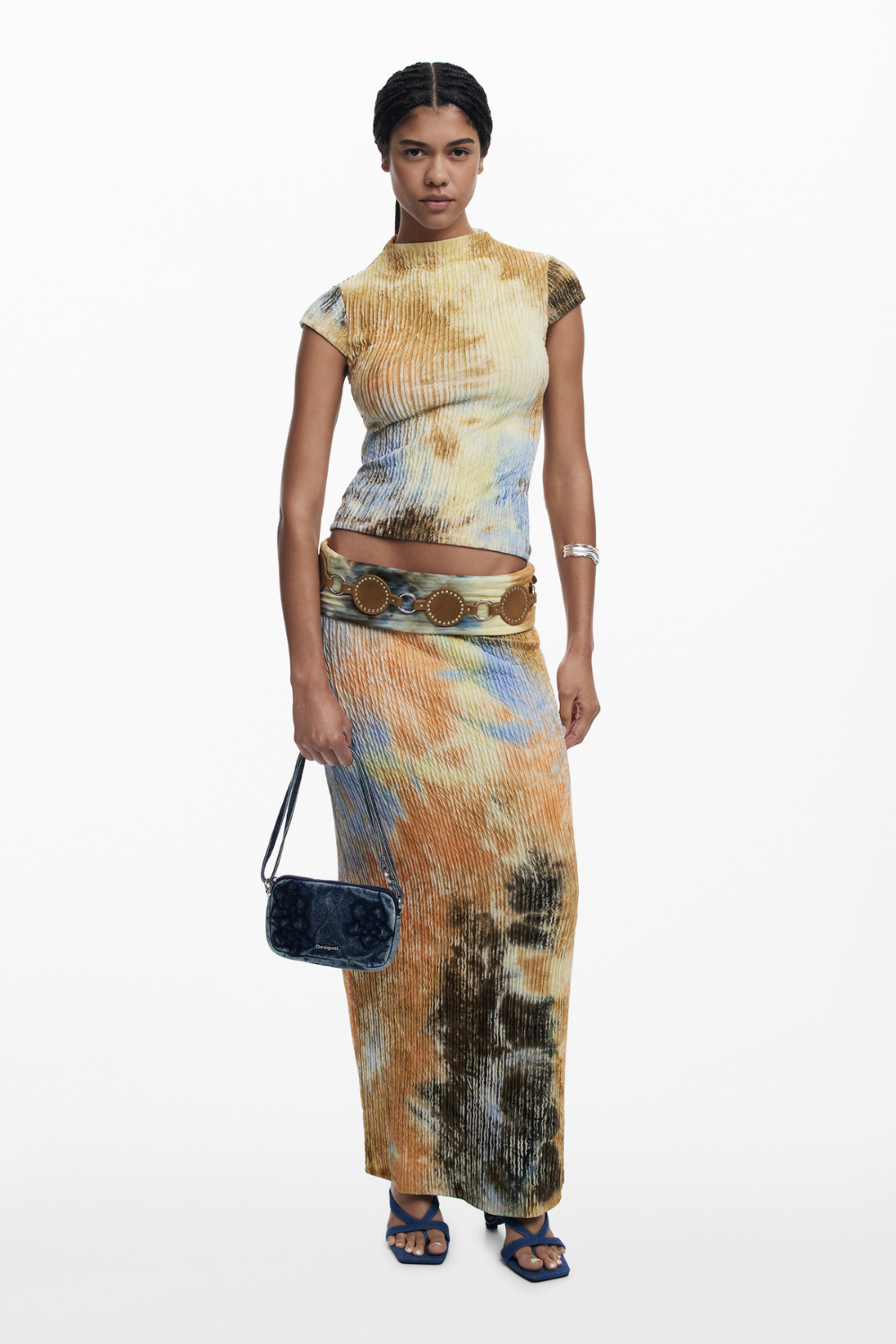 Desigual Textured Skirt Warm Brown