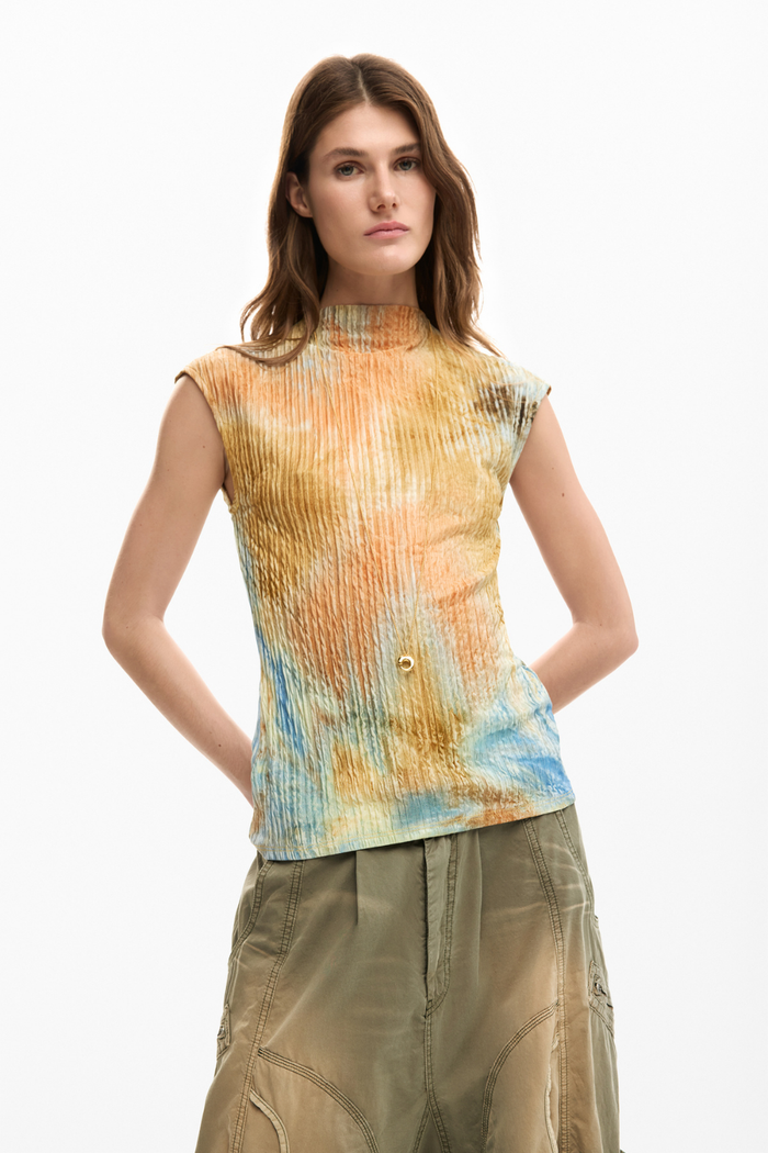 Desigual Textured Sleeveless Top Warm Brown