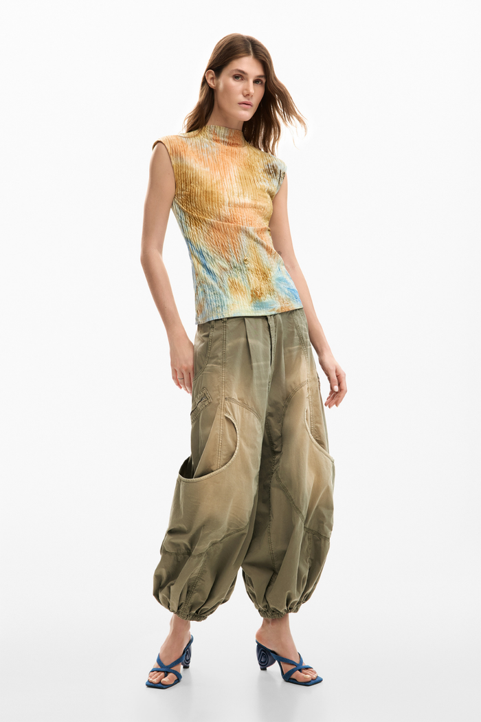 Desigual Textured Sleeveless Top Warm Brown