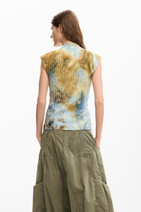 Desigual Textured Sleeveless Top Warm Brown