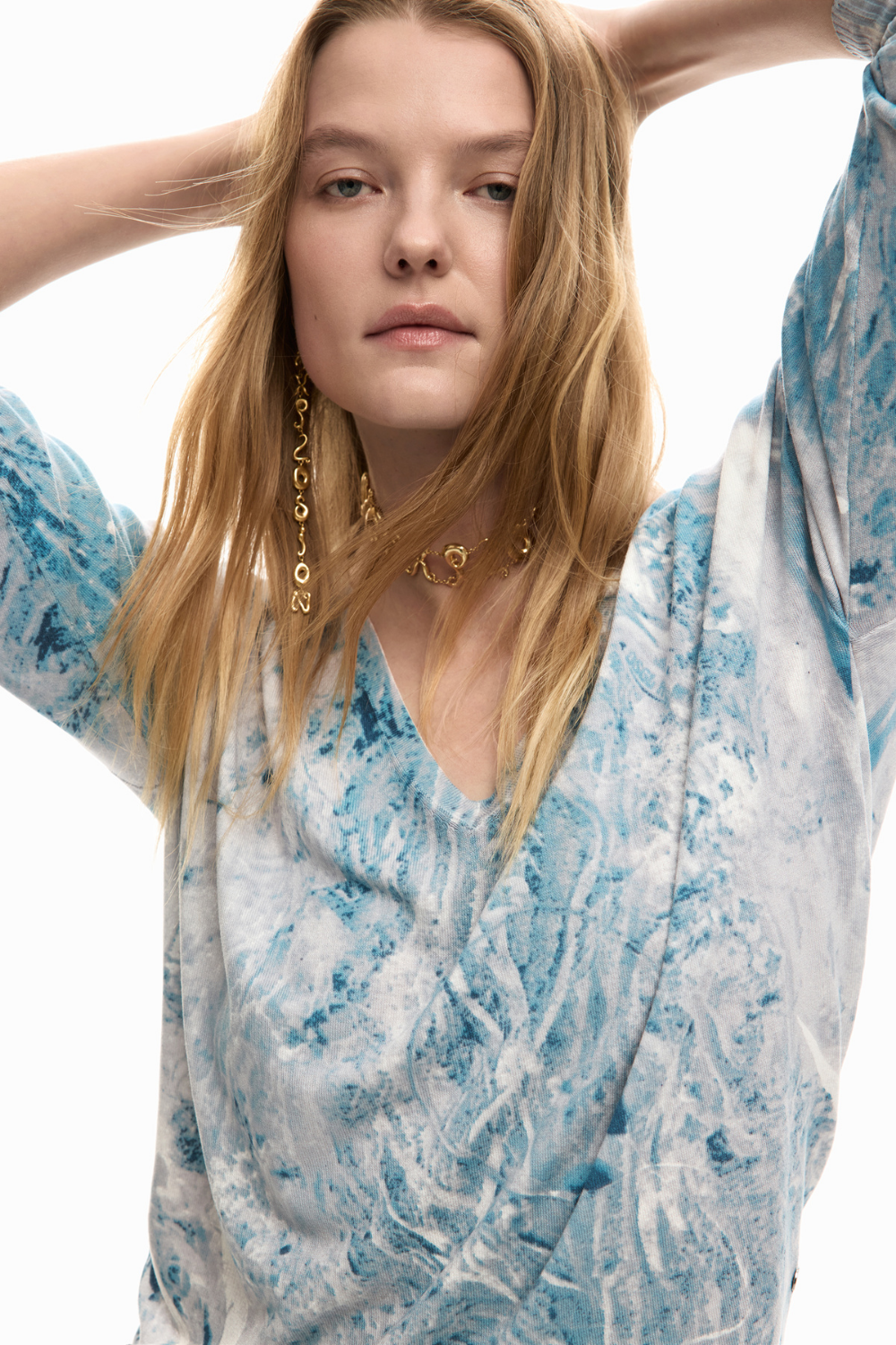 Desigual Abstract Knit Sweater Blue
