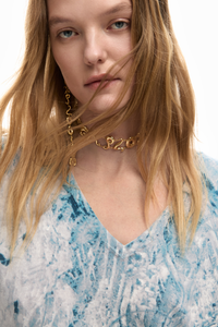 Desigual Abstract Knit Sweater Blue