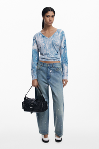 Desigual Abstract Knit Sweater Blue