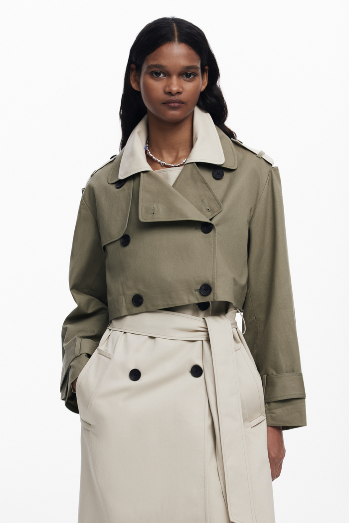 Desigual Detachable Two-Tone Trench Coat