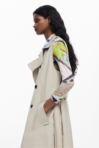 Desigual Detachable Two-Tone Trench Coat