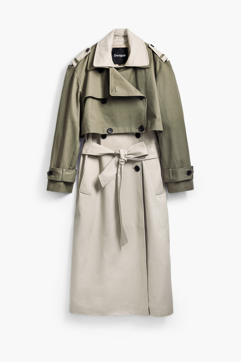 Desigual Detachable Two-Tone Trench Coat