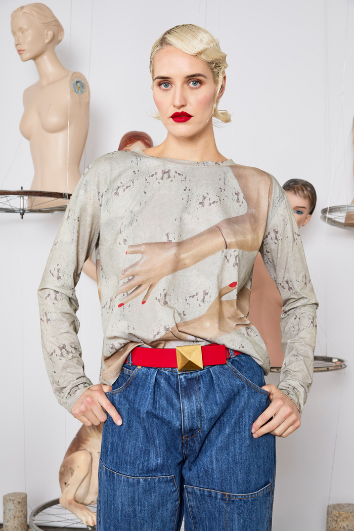 M.A.Dainty Diddy Top Hands Print