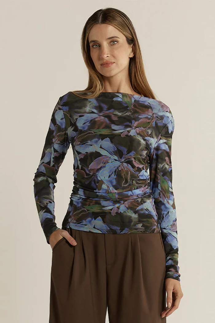 Fate + Becker Alix Mesh Top Floral Blue