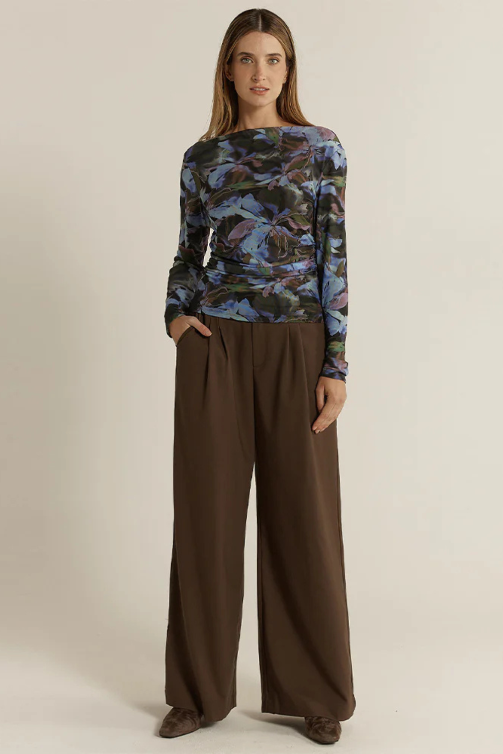 Fate + Becker Alix Mesh Top Floral Blue