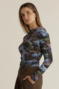 Fate + Becker Alix Mesh Top Floral Blue
