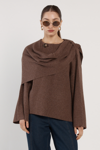 Fate + Becker Amaris Cape Coatigan Chocolate