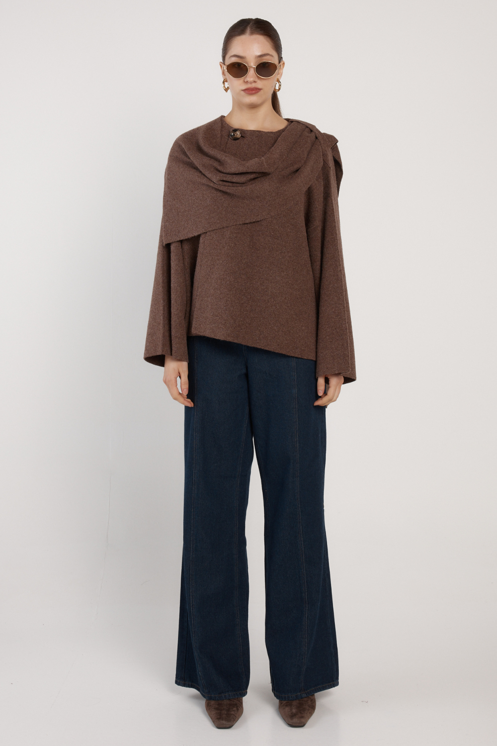 Fate + Becker Amaris Cape Coatigan Chocolate