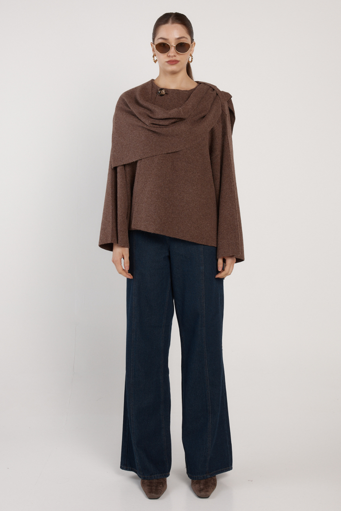 Fate + Becker Amaris Cape Coatigan Chocolate