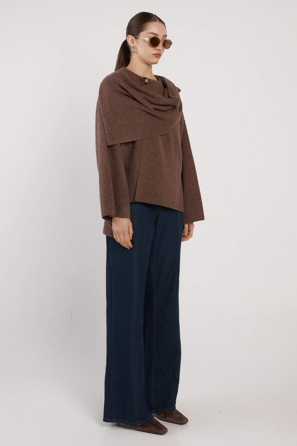 Fate + Becker Amaris Cape Coatigan Chocolate