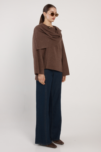 Fate + Becker Amaris Cape Coatigan Chocolate