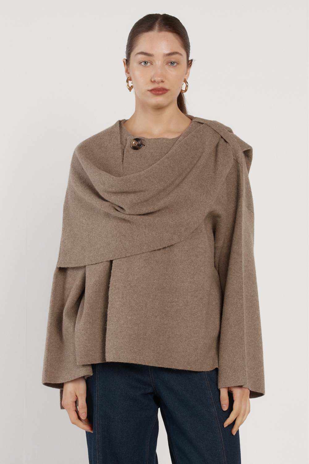 Fate + Becker Amaris Cape Coatigan Mushroom