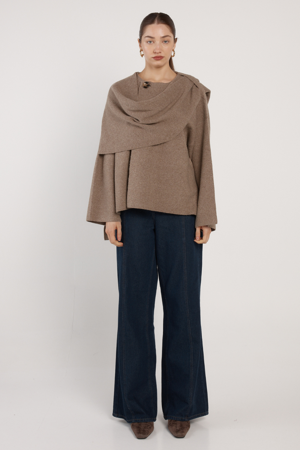 Fate + Becker Amaris Cape Coatigan Mushroom