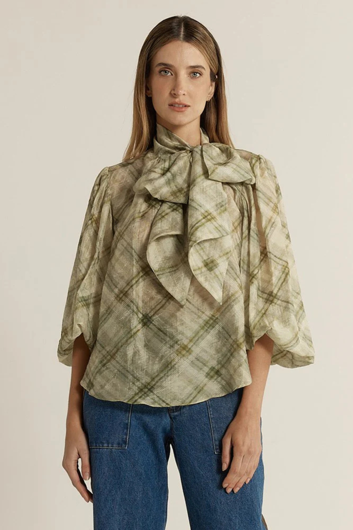 Fate + Becker Eve Pussybow Blouse Moss