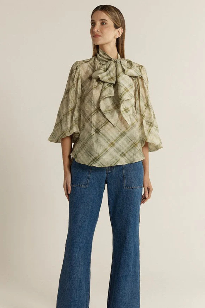 Fate + Becker Eve Pussybow Blouse Moss