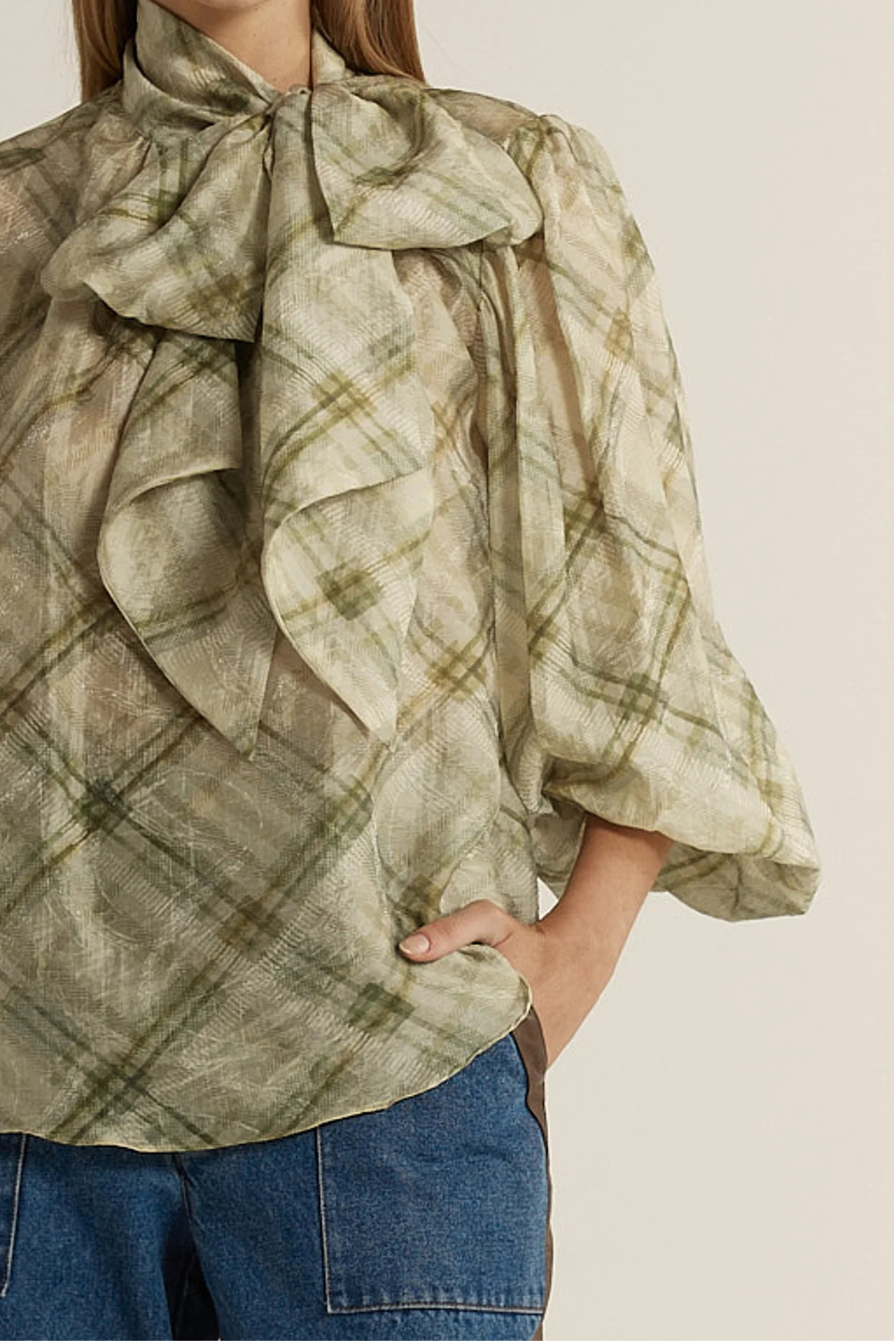 Fate + Becker Eve Pussybow Blouse Moss