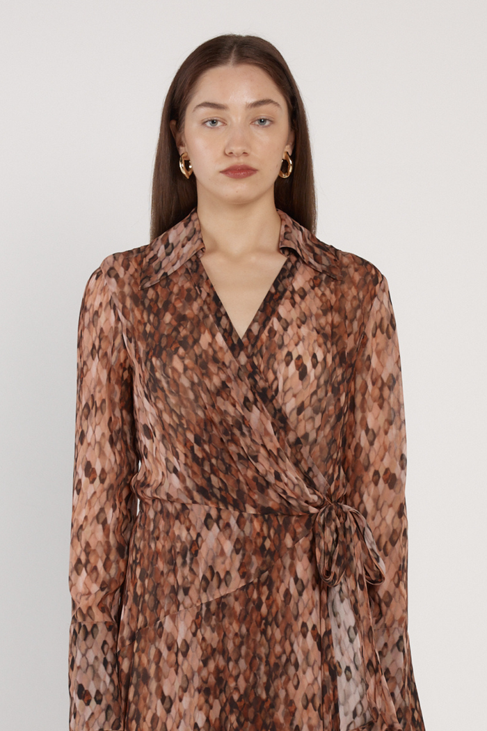 Fate + Becker Isla Wrap Dress Snake