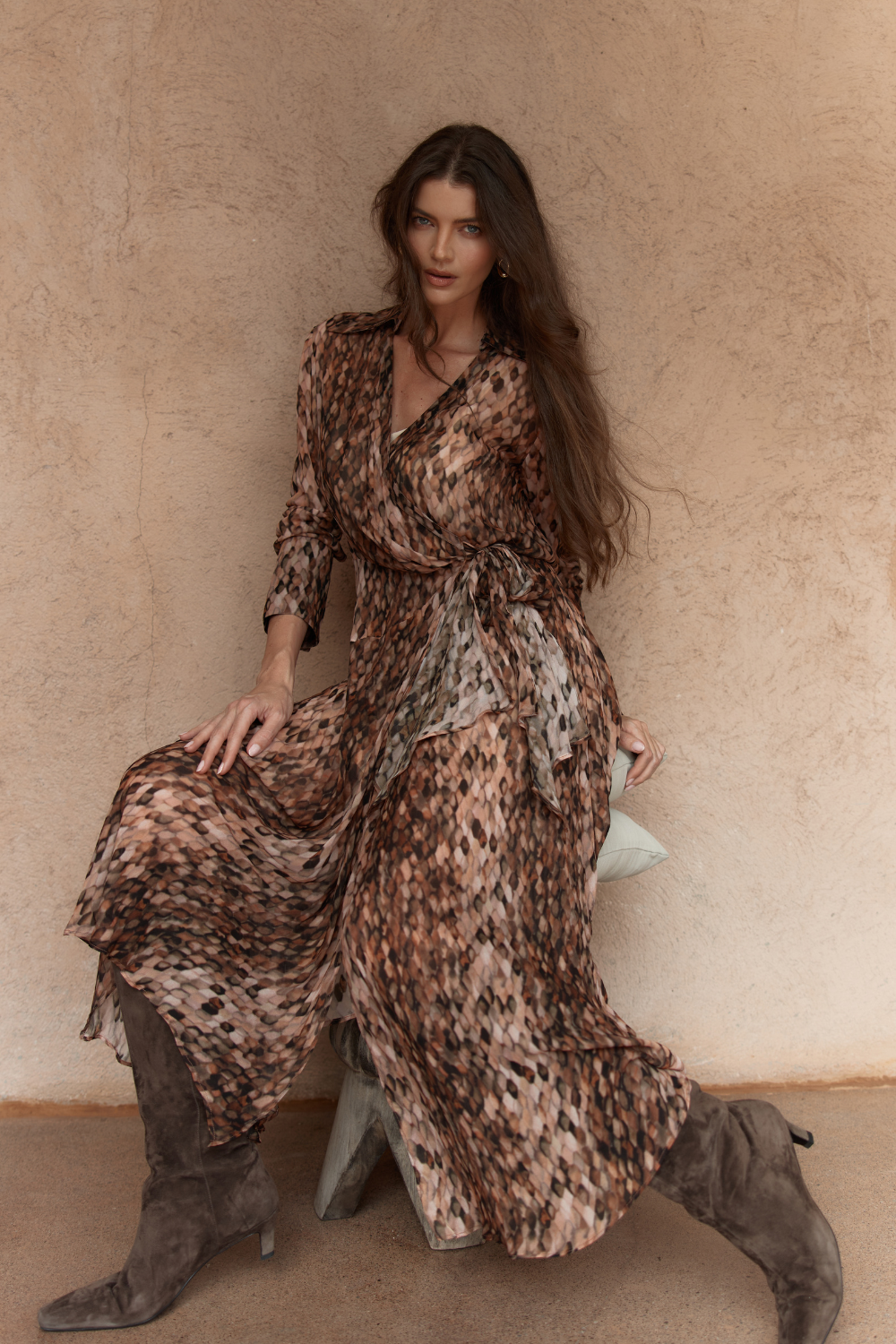 Fate + Becker Isla Wrap Dress Snake